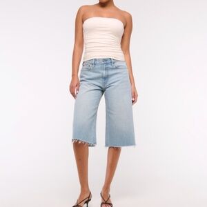 Abercrombie & Fitch Light Blue Denim Mid Rise Jorts
